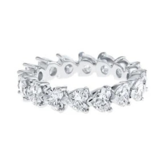✨Lovely Diamonds Sweet Zircon Silver Heart Eternity Rings for Women,MARR9139 - Picture 1 of 2